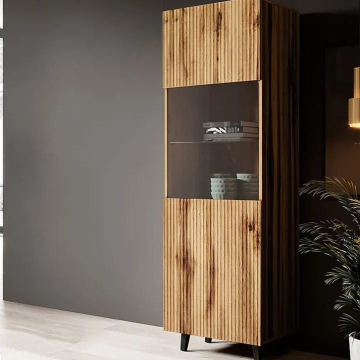 Parete attrezzata 290x183h cm moderna cannettato quercia Essence