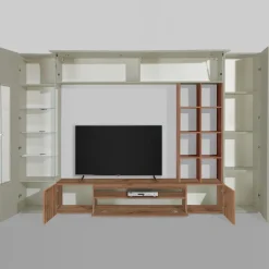 Parete attrezzata 290x190h cm moderna tortora rovere Zenith