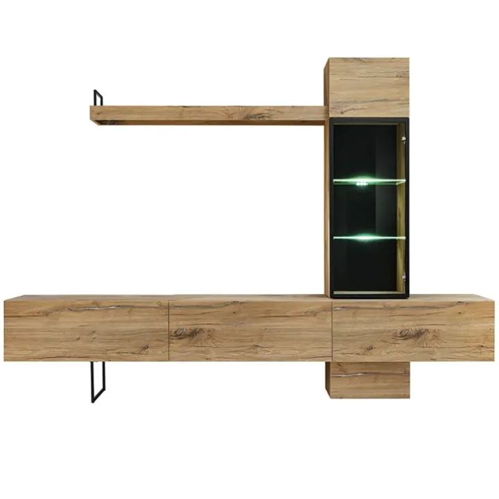 Parete attrezzata 240x170h cm moderna soggiorno rovere antico Dalì