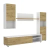 Parete attrezzata 220x175h cm moderna legno rovere bianco Matias