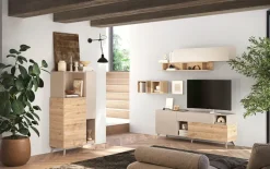 Parete attrezzata 181x205h cm moderna beige rovere chiaro Witty