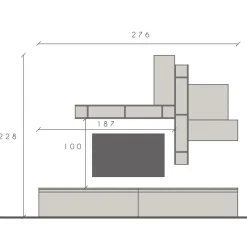 Parete attrezzata 276x228h cm moderna grigio antracite Sunset 90
