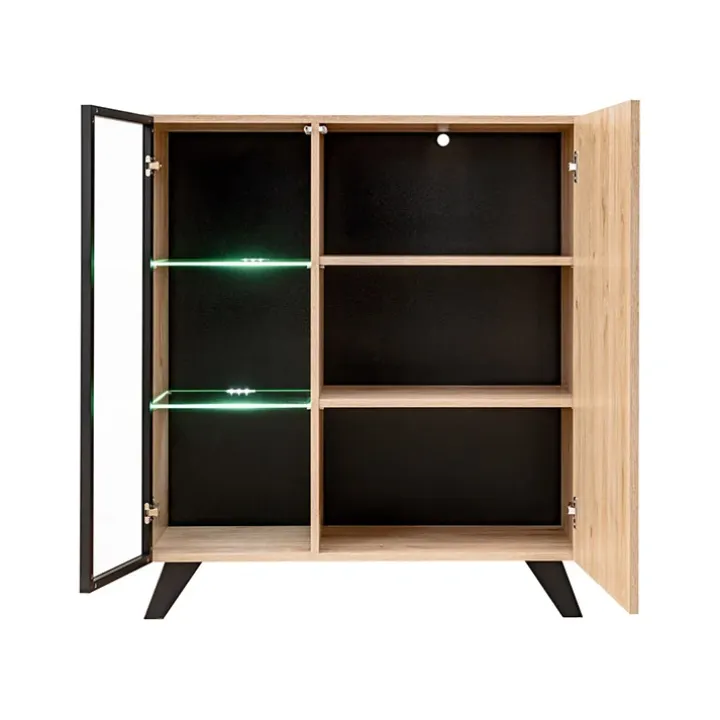 Parete attrezzata 340x192h cm moderna noce con stampa nera Mendes 2