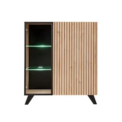 Parete attrezzata 340x192h cm moderna noce con stampa nera Mendes 2