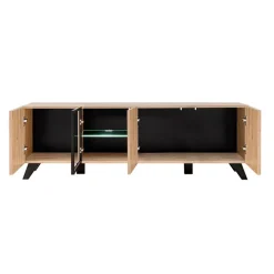 Parete attrezzata 340x192h cm moderna noce con stampa nera Mendes 2