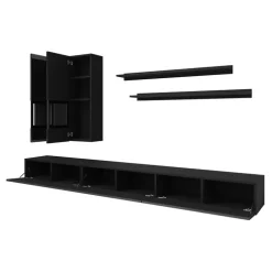 Parete attrezzata 270x176h cm moderna nero Emotion Gihome®