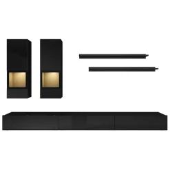 Parete attrezzata 270x176h cm moderna nero Emotion Gihome®