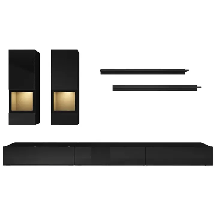 Parete attrezzata 270x176h cm moderna nero Emotion Gihome®