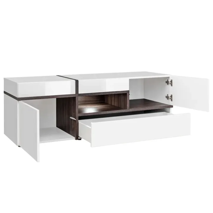 Parete attrezzata 310x197h cm moderna bianco lucido Mackay Gihome®
