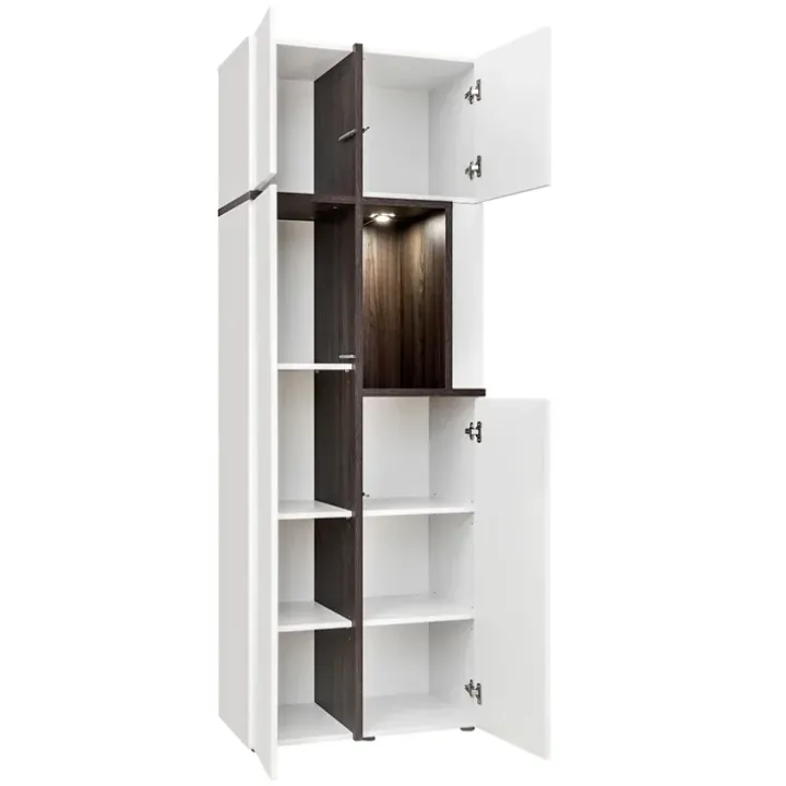 Parete attrezzata 310x197h cm moderna bianco lucido Mackay Gihome®