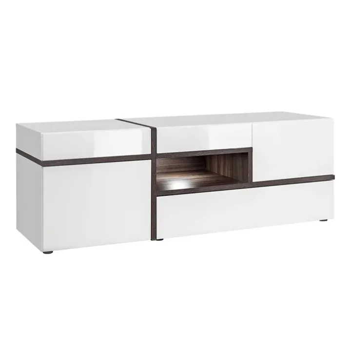 Parete attrezzata 310x197h cm moderna bianco lucido Mackay Gihome®