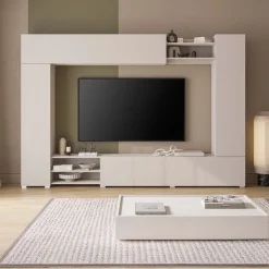Parete attrezzata 270x185h cm moderna beige cashmere Calima