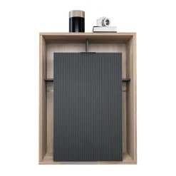 Parete attrezzata 310x201h cm moderna cannettato rovere nero Savona
