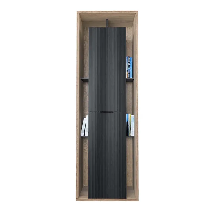 Parete attrezzata 310x201h cm moderna cannettato rovere nero Savona