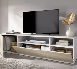 Parete attrezzata 180x200h cm moderna bianco rovere Tava