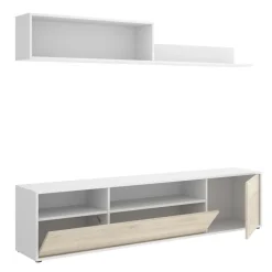 Parete attrezzata 180x200h cm moderna bianco rovere Tava