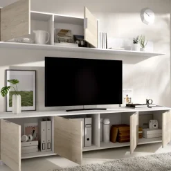 Parete attrezzata 200x200h cm moderna bianco rovere Boxy