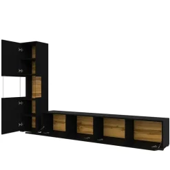 Parete attrezzata 226x140h cm nero rovere Fusion 1