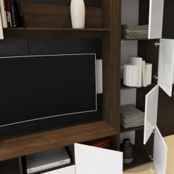 Parete attrezzata 230x184h cm porta tv soggiorno bianco noce Clyton Gihome®