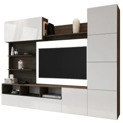 Parete attrezzata 230x184h cm porta tv soggiorno bianco noce Clyton Gihome®