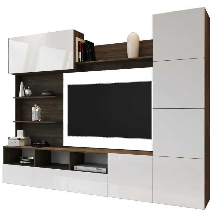Parete attrezzata 230x184h cm porta tv soggiorno bianco noce Clyton Gihome®