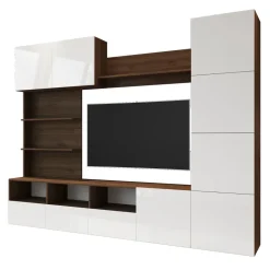 Parete attrezzata 230x184h cm porta tv soggiorno bianco noce Clyton Gihome®