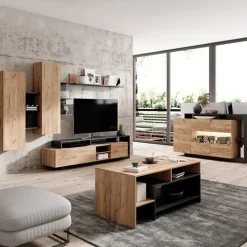 Parete attrezzata 260x190h cm rovere antracite Blob