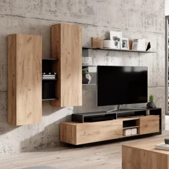 Parete attrezzata 260x190h cm rovere antracite Blob