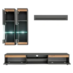 Parete attrezzata 175x148h cm rovere antracite Siviglia Gihome®