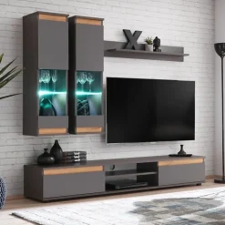 Parete attrezzata 175x148h cm rovere antracite Siviglia Gihome®