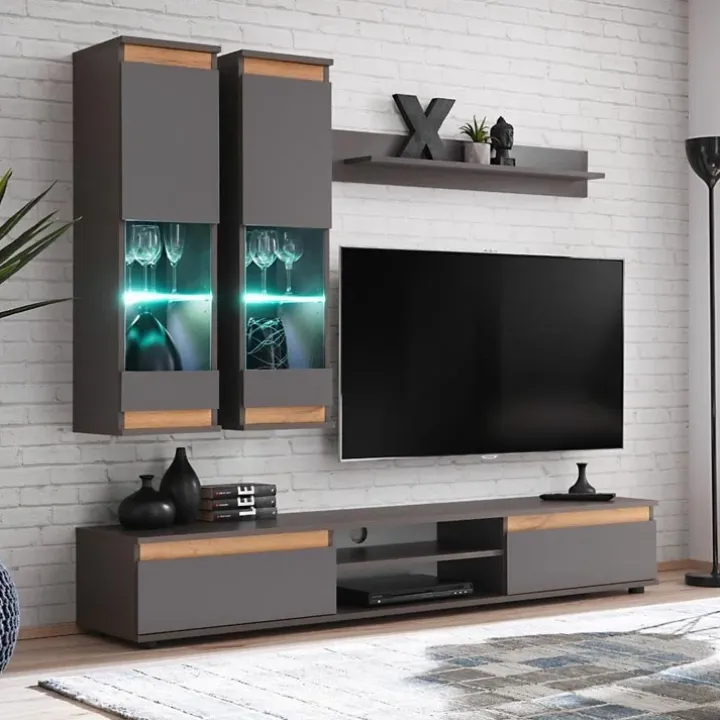 Parete attrezzata 175x148h cm rovere antracite Siviglia Gihome®