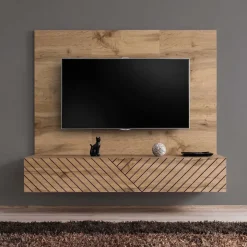 Parete attrezzata 180x148h cm rovere con stampa nera Geo 21