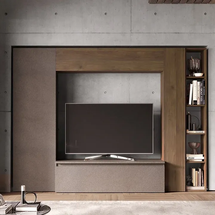 Parete attrezzata 249x186h cm salvaspazio marrone bronzo rovere scuro Sunset 9