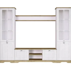 Parete attrezzata 234x181h cm shabby soggiorno bianco opaco Loira