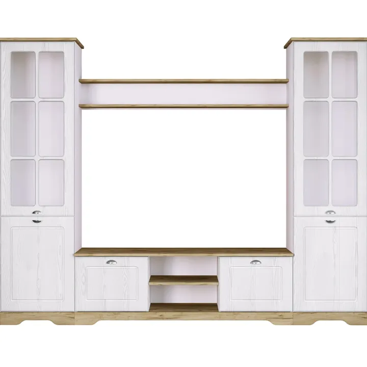 Parete attrezzata 234x181h cm shabby soggiorno bianco opaco Loira