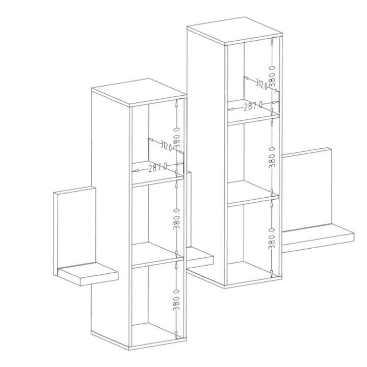 Parete attrezzata 219x205h cm soggiorno rovere antracite Megan Gihome®