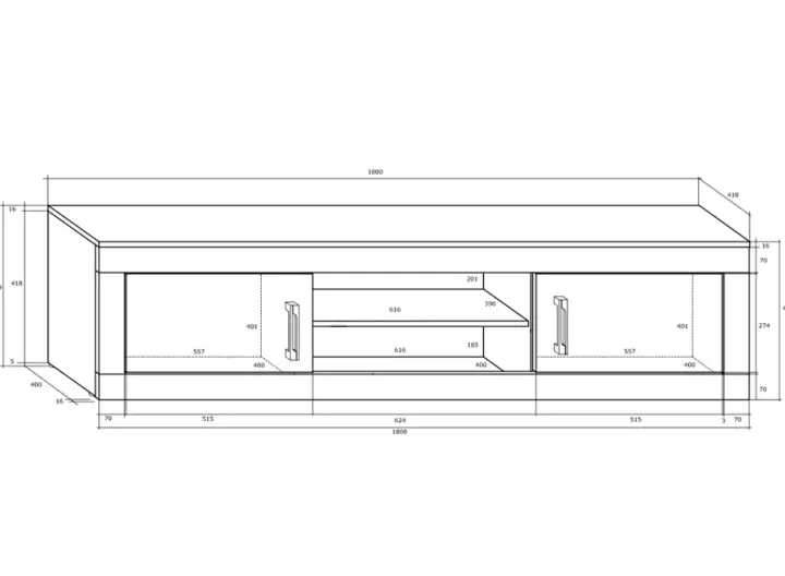 Parete attrezzata 240x210h cm soggiorno bianco opaco nero lucido Susan Gihome®