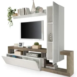 Parete attrezzata 219x200h cm soggiorno bianco lucido pero Invictus 2