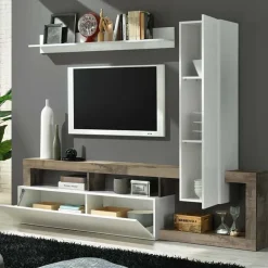Parete attrezzata 219x200h cm soggiorno bianco lucido pero Invictus 2