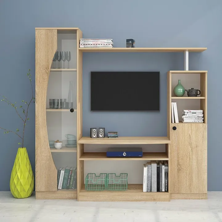 Parete attrezzata 160x160h cm soggiorno rovere Alicante