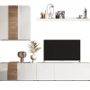 Parete attrezzata 301x220h cm soggiorno moderna bianco lucido rovere Universal