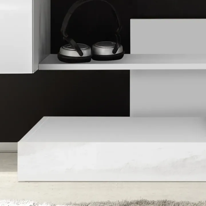 Parete attrezzata 259x175h cm soggiorno bianco lucido Steppi 4