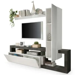 Parete attrezzata 219x200h cm soggiorno bianco lucido ossido Invictus 2