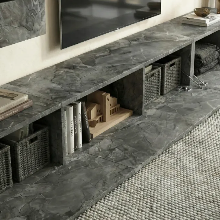 Parete attrezzata 270x176h cm soggiorno ossido nero Emotion Gihome®