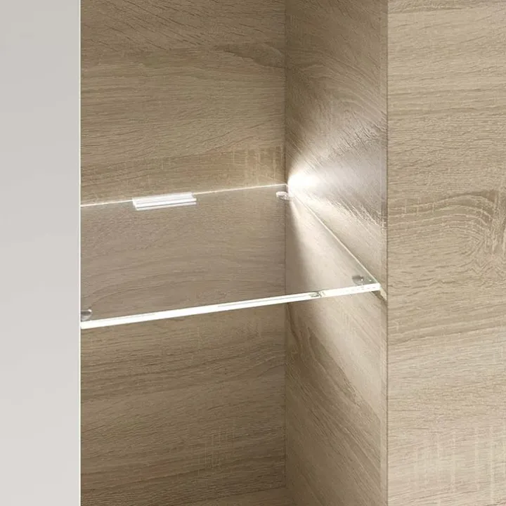 Parete attrezzata 260x185h cm soggiorno rovere bianco lucido Gary