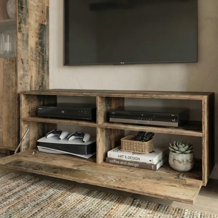 Parete attrezzata 260x185h cm soggiorno legno antico West Gihome®