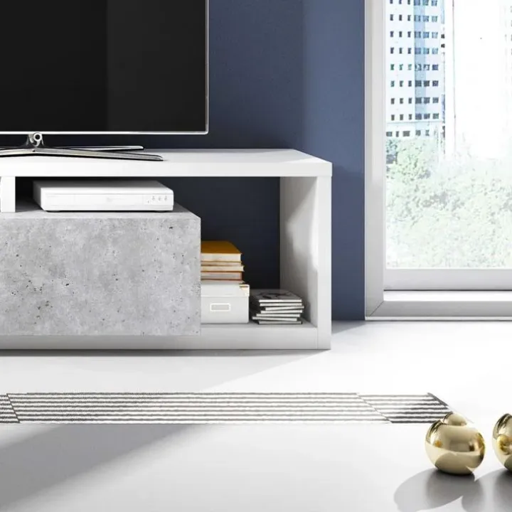 Parete attrezzata 219x205h cm soggiorno bianco opaco Megan Gihome®