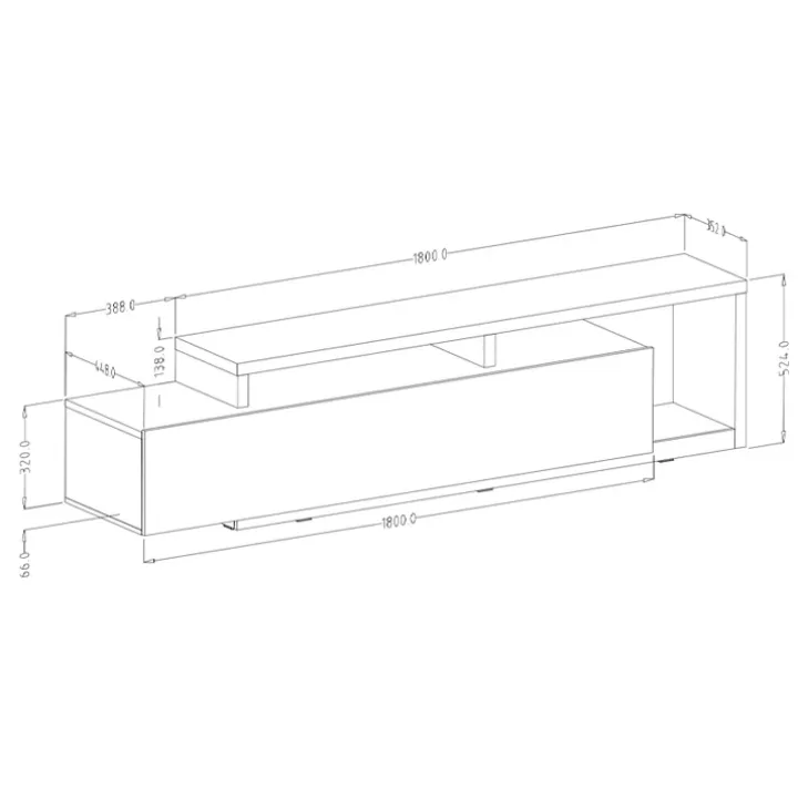 Parete attrezzata 219x205h cm soggiorno bianco opaco Megan Gihome®