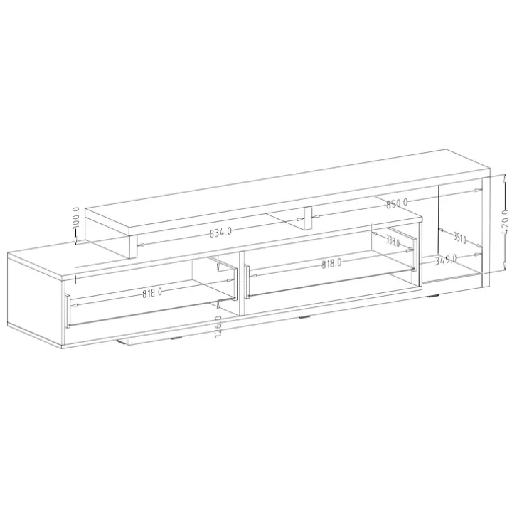 Parete attrezzata 219x205h cm soggiorno bianco opaco Megan Gihome®