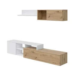 Parete attrezzata 220x135h cm soggiorno rovere bianco artico Patrol